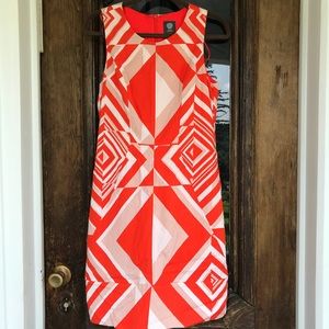 Vincent Camuto Orange and White patterned Dress